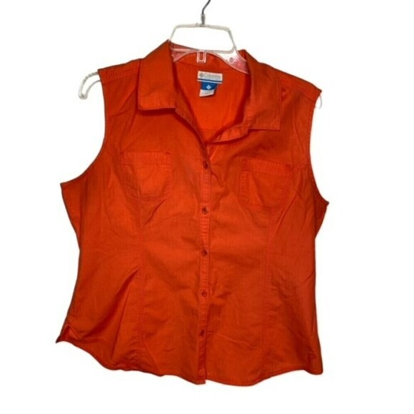 Columbia Tops - Columbia‎ Womens Shirt Orange Front Pockets Sleeveless Sz XL
